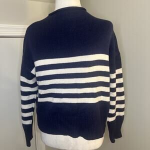 Truth by Republic Sweater Women's Size M Mock Neck Blue With White Stripes